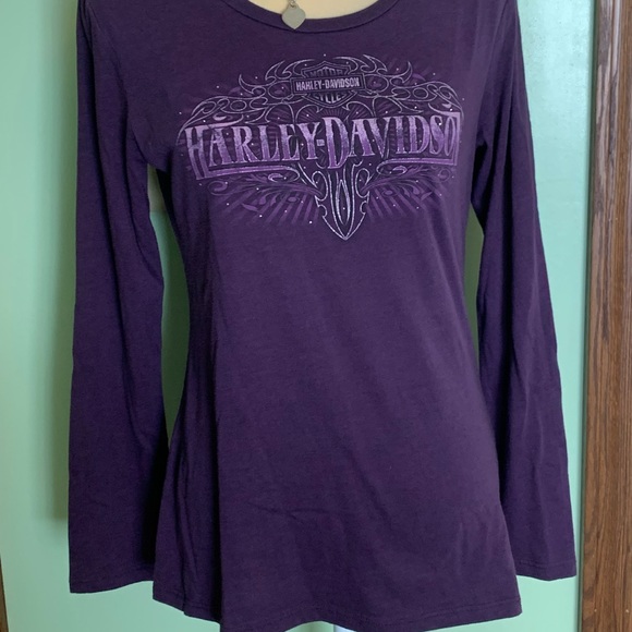 Harley Davidson long sleeve purple Size L - Picture 1 of 2